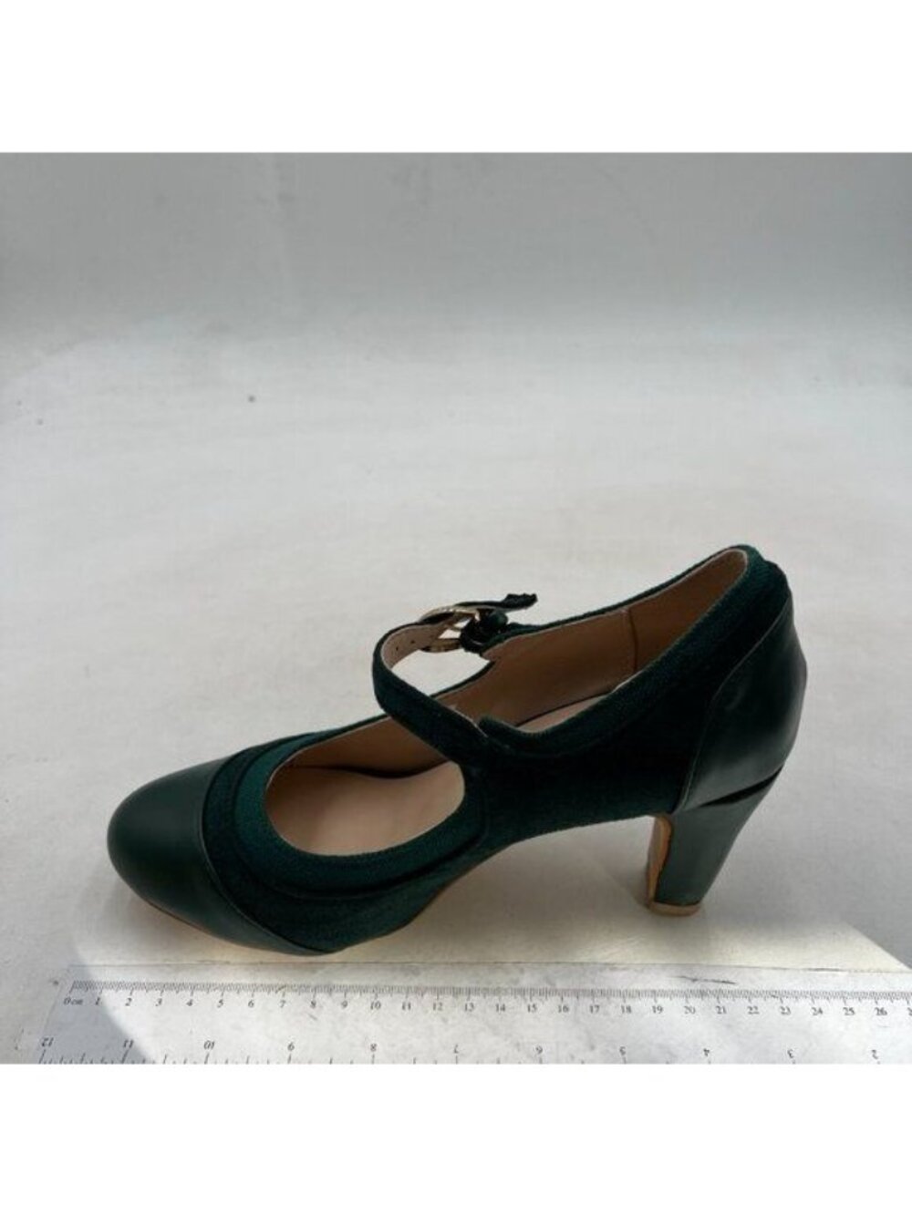 FOWT Women Platform Closed Toe Mary Jane Pumps Round Toe Mid Kitten Heels Black